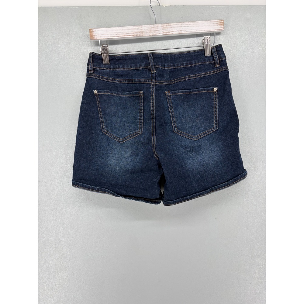 Est 1946 Denim Womens Shorts Dark Wash Mid Rise Cuffed 8 - Picture 3 of 5